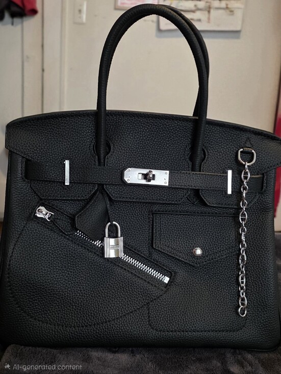 None Handbags - Black Firkin Rock Satchel Handbag with Silver Hardware 25cm